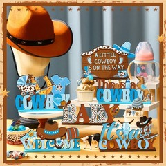 6 Pcs Cowboy Baby Shower Decorations Wooden Western Centerpieces for Tables w…