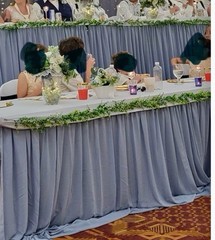 Dusty Blue Polyester Table Skirt for Rectangle Tables 76”H X 6’L