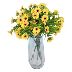 Silk and Plastic Yellow Sunflower Bouquet 15 pcs for Indoor Outdoor Use