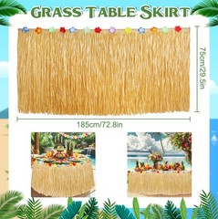 Luau Party Decorations, Grass Table Skirt for Large, 2PCS Straw Yellow