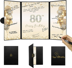 Black Gold 80Th Birthday Party Decorations, Happy 80Th Birthday Alternative Sign