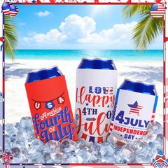 8 PCS Patriotic Can Cooler Sleeves Bulk Independence Day Decorations American Fl