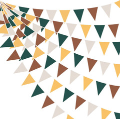 32Ft Green Brown White Party Decorations Brown Green Pennant Banner Fabric Trian