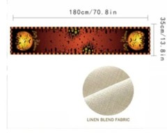 Halloween Table Runner Bats – Orange Red Linen – 14 x 71 Inches – Non-Slip – UK