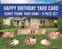 13″ Donut Theme Happy Birthday Yard Sign Letters | 9pc Outdoor Lawn Decorations