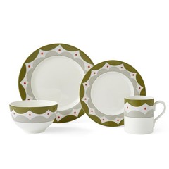 Spode Kit Kemp 11″ Geo Dinner Plate | Geometric 1″ H x L x W, Green