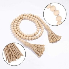 Rustic Wooden Bead String with Tassels for For indoor and Outdoor Curtain Ties