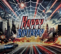 Spider-Man Themed Happy Birthday Backdrop 7×4 Feet – New 🕸️