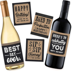 5 Birthday Wine or Beer Bottle Labels or Stickers Present, Gifts, Any Age Years