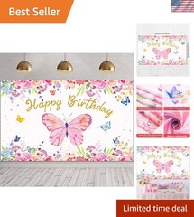 Durable Butterfly Backdrop for Birthdays – Lightweight & Easy to Hang, 6x4ft