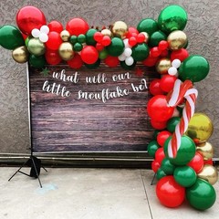 149Pcs Christmas Balloons Garland Kit with Gold Explosion Star Foil Balloons for
