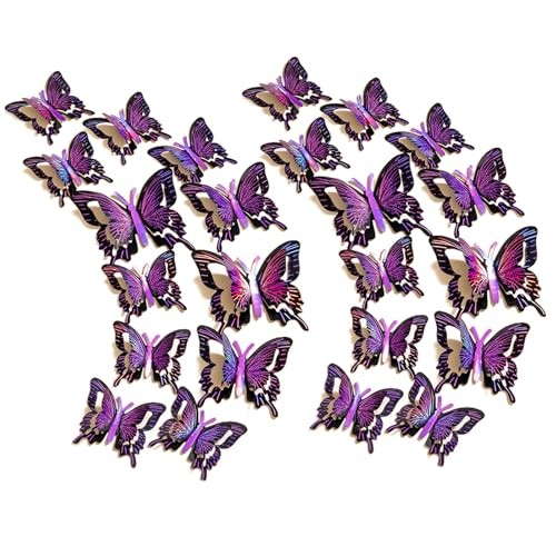 3D Butterfly Wall Decor Pcs Multiple Sizes Styles Butterfly 24 Pve Black Purple