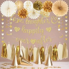 Engagement Party Decorations, Gold Glitter Love Laughter & Happily Ever After…