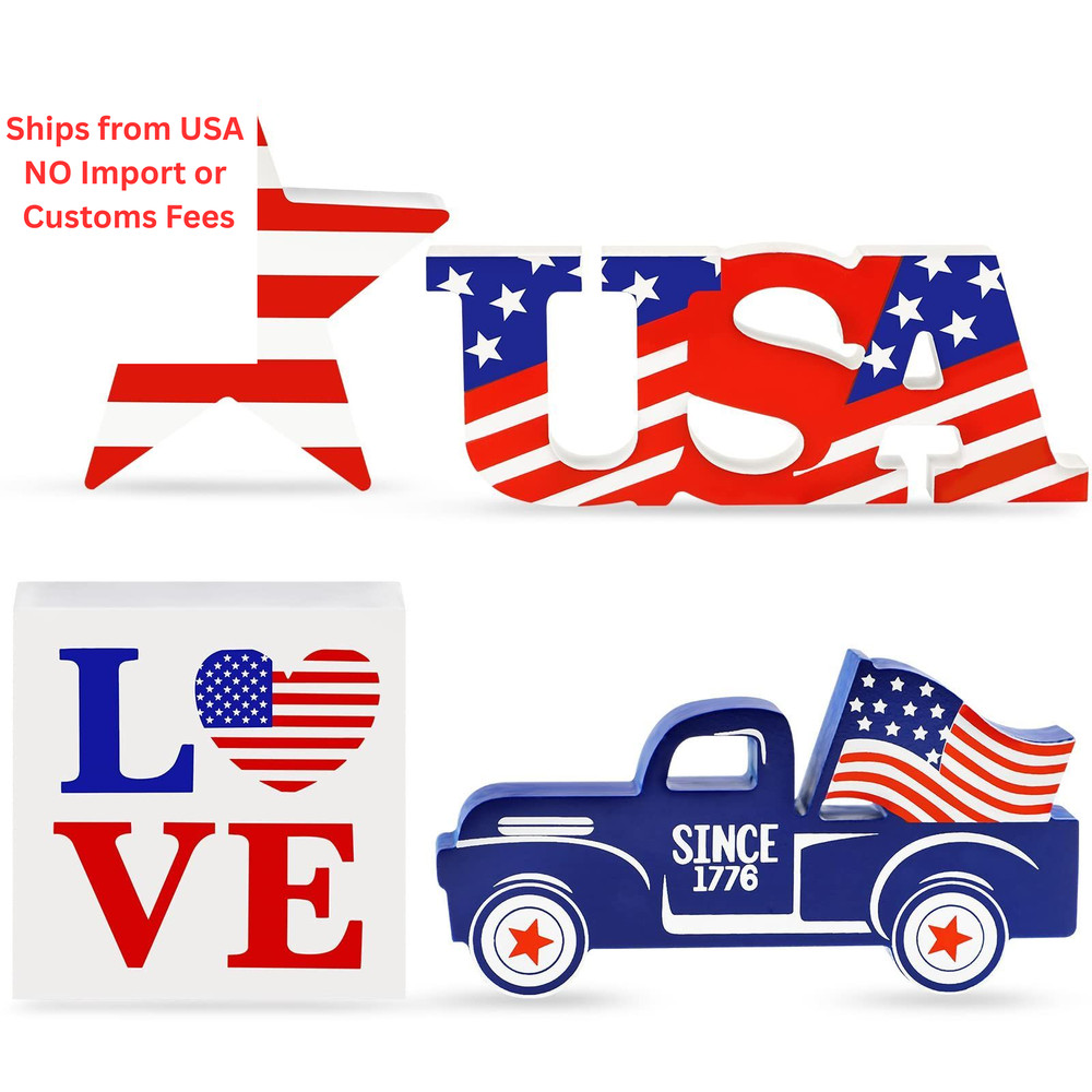 4th of July Decor Patriotic Decorations 6.29×2.48 inches, red, white, blue