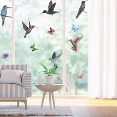 32 Pieces Extra Large Hummingbird Butterfly Window 32 Pieces, Multicolour