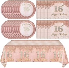 41Pcs 16th Birthday Party Decorations for Girls Rose Gold Birthday Supplies I…
