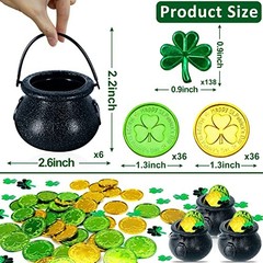 216 PCS St Patrick’s Day Cauldrons Set Pot of Gold Decorations 6 Black Small