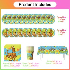 Scooby Birthday Decor Party Supplies Set Plates Cups Tablecloth Napkins