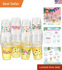 Disposable 12 OZ Tropical Design Luau Cups – 50 Count for Pool & Party Fun