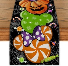 Halloween Table Runner Halloween Cartoon Mouse Table Cover Haunted Mansion Decor