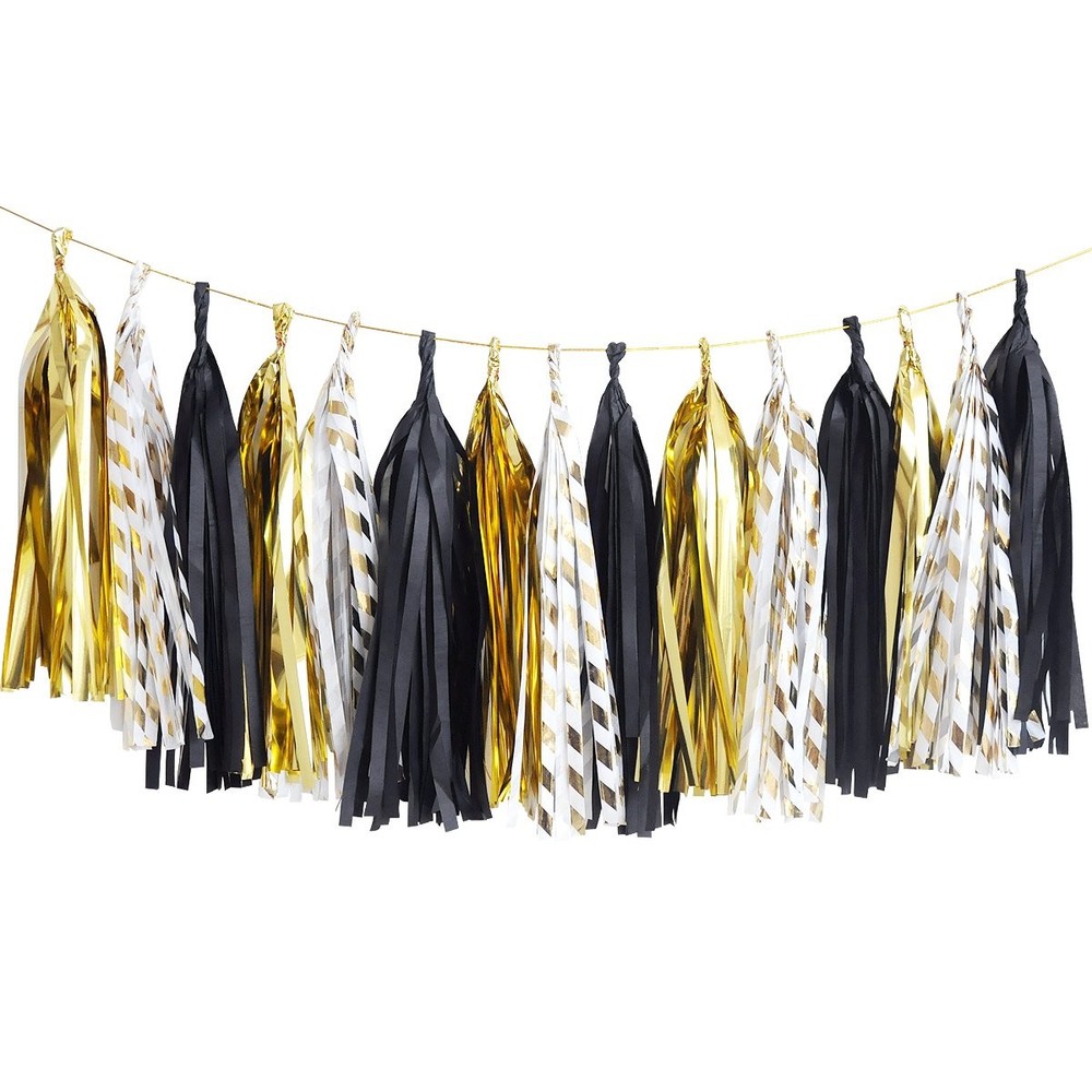 NICROLANDEE Black Gold Graduation Party 13.5 inches, and