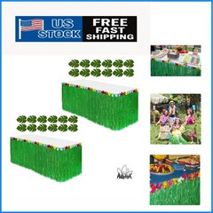 Transform Your Party with 2 Hibiscus Green 9ft Disposable Luau Table Skirts