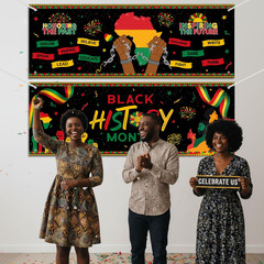 Tiamon 2 Pcs Black History Month Decorations Banner 47.2 x 16.9 Inch Black Histo