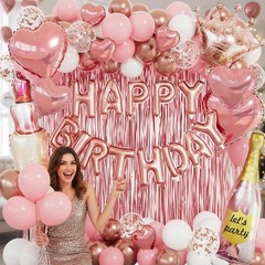 Piece Rose Gold Birthday Decorations for Women 96pcs, Pink Balloons birthday …