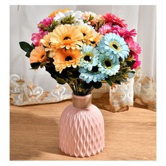 7 Stem Artificial Silk Daisy Flowers Marigold Bouquet for Home Office Decor
