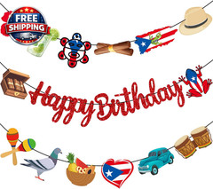 Puerto Rico Party Banners – 3PCS Glitter Decor for Birthday & Festivals