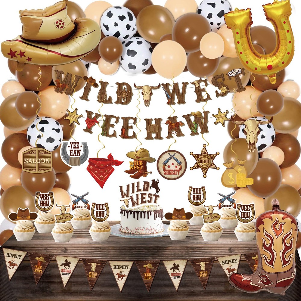 Western Party Decorations – 120PCS cowboy party decorations, Swirls Wild West…