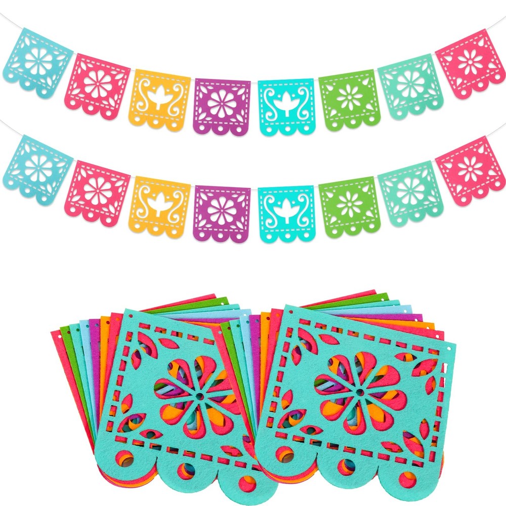 Mexican Fiesta Party Decorations Banners, Felt Cinco de Mayo Garlands Flags