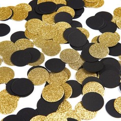 300 PCS 1 Inch Black Gold Paper Circle Dots Glitter Party Table Confetti