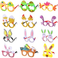 12 Pcs Felt Easter Glasses Easter Egg Glasses Frame Bulk Bunny Eyeglasses Pla…