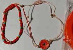 Hippie Costume Accessories Set 8 Pc. Boho Peace Sign Daisy Flower 60s 70s Orange