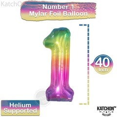, Giant Rainbow 1 Balloon Number – 40 Inch | Tie Dye Balloons | Rainbow 1st D…