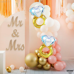 2Pcs Diamond Ring Balloons – 26 Inch | Wedding Ring Balloon for Bridal Shower De