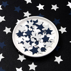 300pcs Navy Blue White Silver Confetti,Glitter Paper decor Twinkle Little Star T