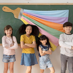 85 Inches 3D Art Painting Classroom Wall Decor Pastel Rainbow Bulletin Board Dec