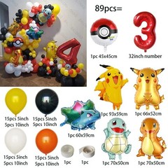 111 Piece cartoon Pikachu theme ballon arch set for birthday parties And More