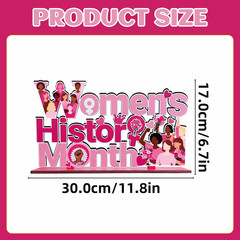 Womens History Month Decorations Wood Centerpieces 11.8X6.7Inch Pink Internation