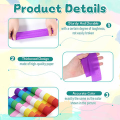48 Rolls Crepe Paper Streamers, 8 Colors Rainbow Streamers Party Decoration, New
