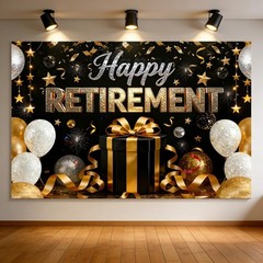 Retirement Party Decorations – Extra Thick Fabric Happy Retirement Backdrop Bann