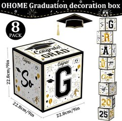 Graduation Party Decorations 2025 – Black and Gold Balloon Boxes, Class of 2025*
