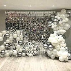 SQUARE FOIL CURTAIN Sequins Backdrop Fringe Tinsel Shimmer Door Wedding Birthday