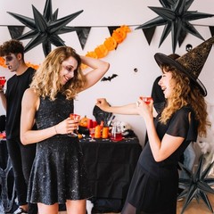 60 Black Spike Explosion Mylar Foil Balloons for Parties & Backdrops Decor