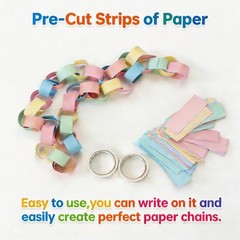 Macaron Pastel Chain & Mirror Star Garland Kit with Double-Sided Tape, Pre-Cu…