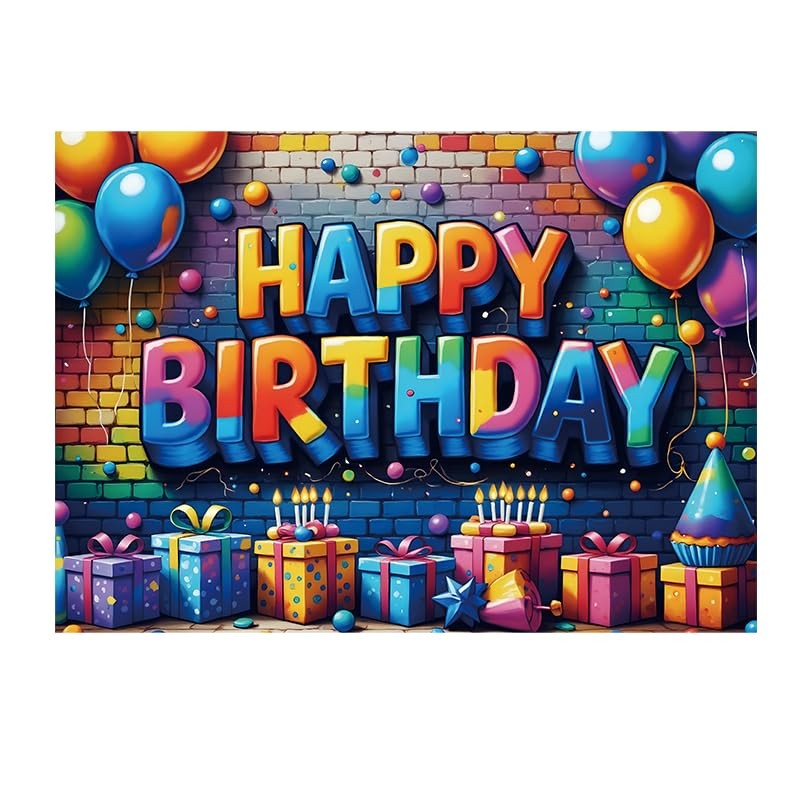 Happy Birthday Backdrop Banner Sign for Boys Girls Colorful Birthday Party Decor