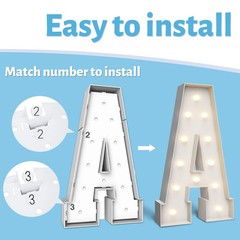 4FT Marquee Light Up Letters A,Party Decoration Large Marquee Light Up Letter…