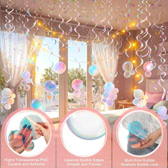 24 Pcs Bubble Garlands Mermaid Party Decoration Clear Dazzling Flat Cutouts Hang